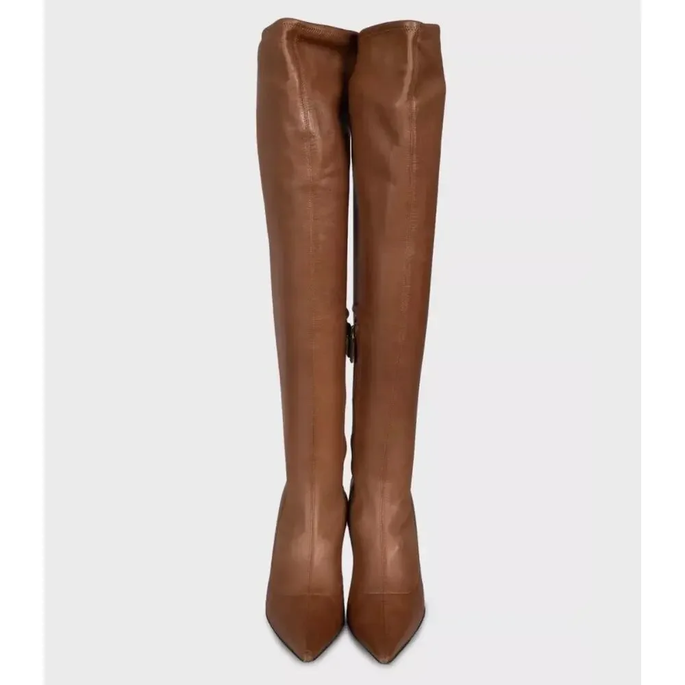 GUCCI Brown Leather Over-The-Knee Boots — EU 37.5